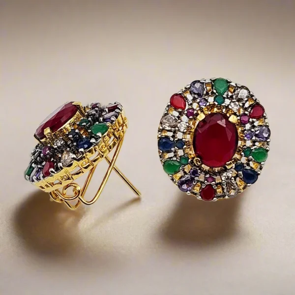 CLOVER GOLD PLATED STUD EARRINGS FOR WOMEN'S