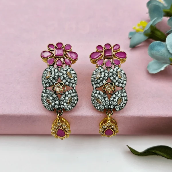 RUBY GOLD PLATED EARRINGS FOR WOMEN'S/GIRLS.