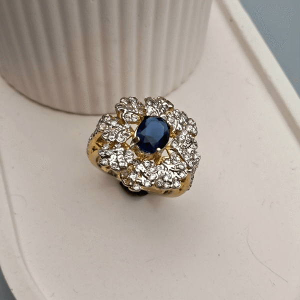 SAPPHIER BLUE PHOOL ZIRCON ADJUSTABLE RING