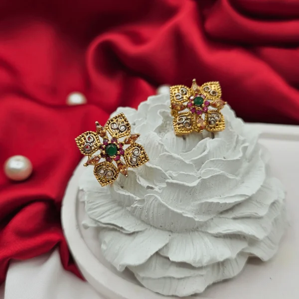 GOLD PLATED MULTI  STUD EARRING FOR GIRLS/WOMEN'S